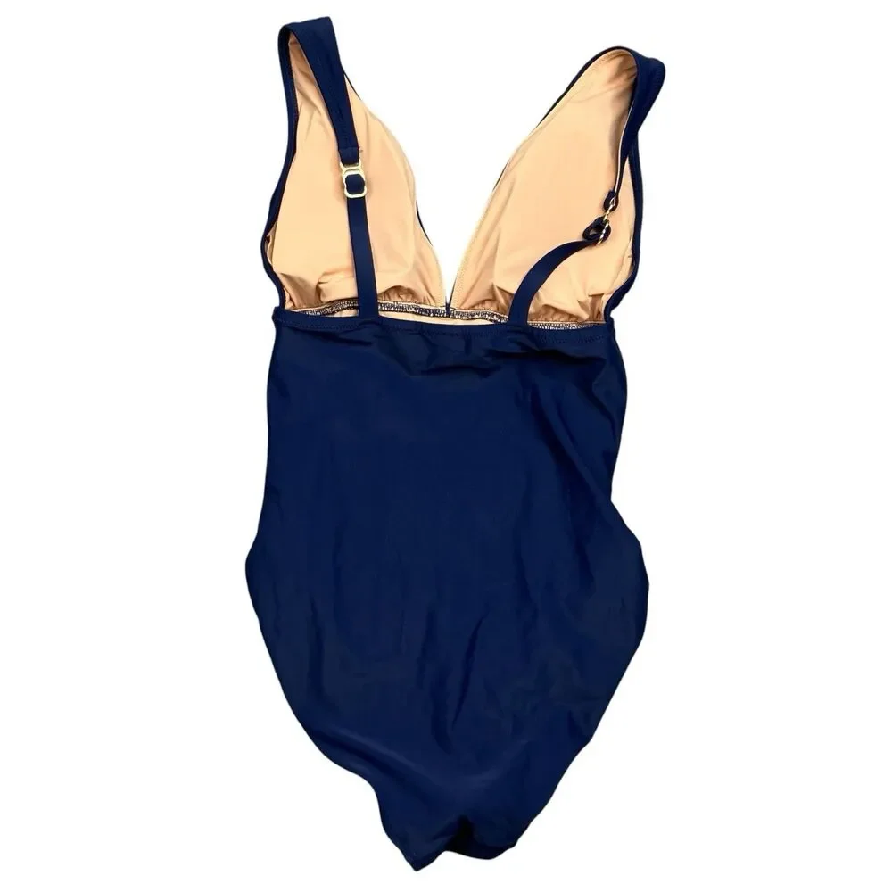 J.Crew One Piece Women S Navy Ruched Plunge Swimsuit V-Neck CI098 Resortwear